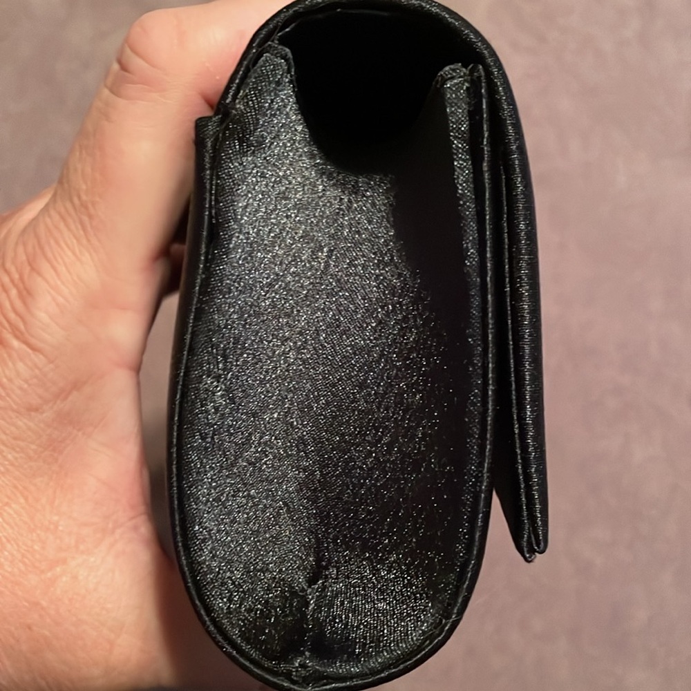 Bijoux Terner black satin clutch with rhinestones like new! - Picture 5 of 15